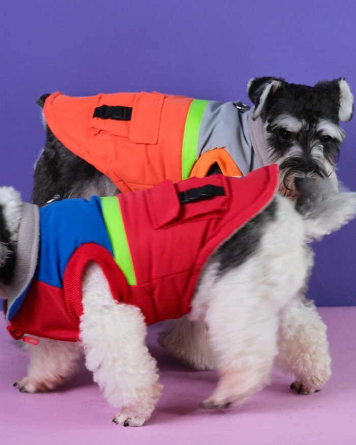 Reflective Color-Block Dog Coat with Pocket